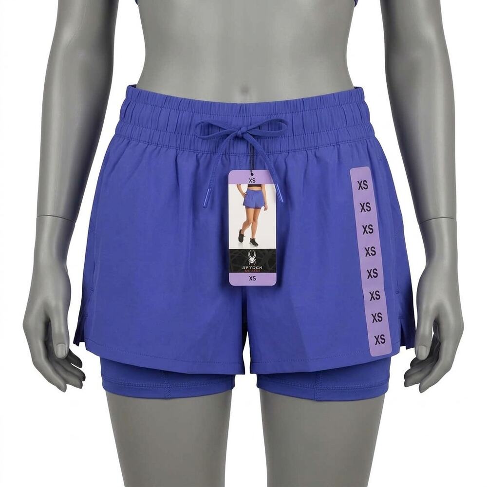 Spyder Active Women's 2-in-1 Running Shorts Purple Periwinkle - Size XS NWT